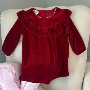 Infant Girls' Red Velvet Ruffle Dress